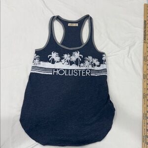 Hollister Racer Back tank top size XS. Blue with white palm tree